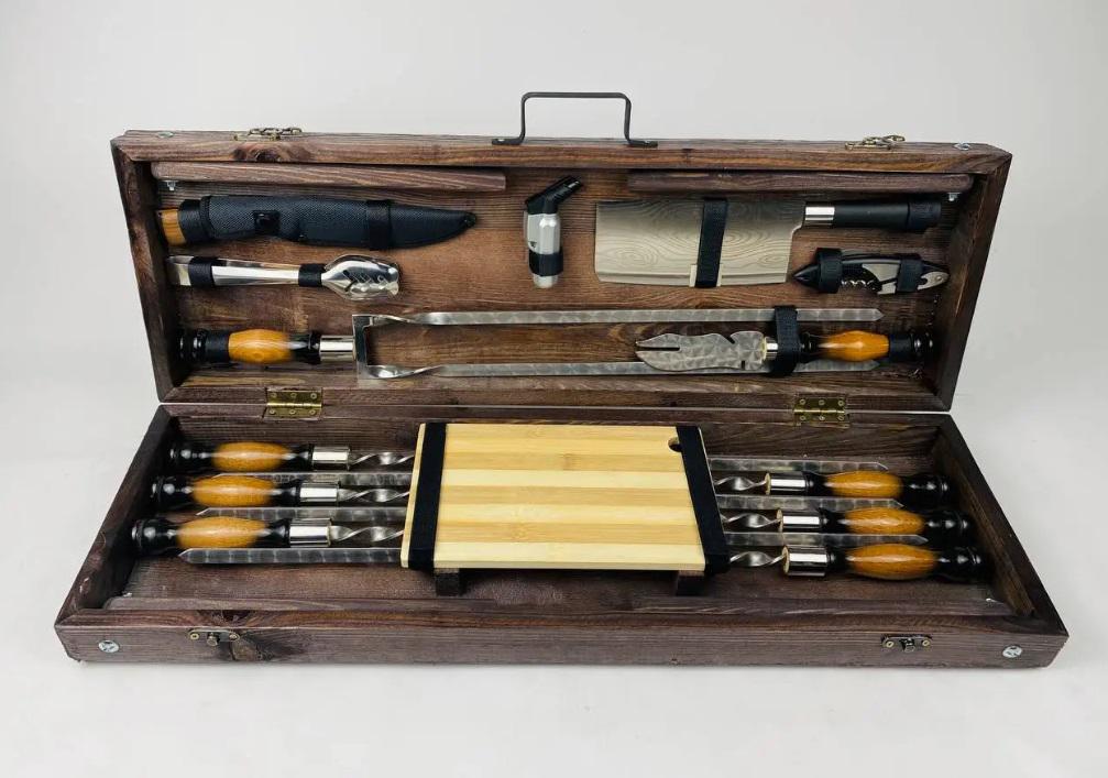 Набор шампуров в кейсе Бизон (21-10-KS-7619) - фото 2 Набор шампуров в кейсе Бизон (21-10-KS-7619) - фото 2