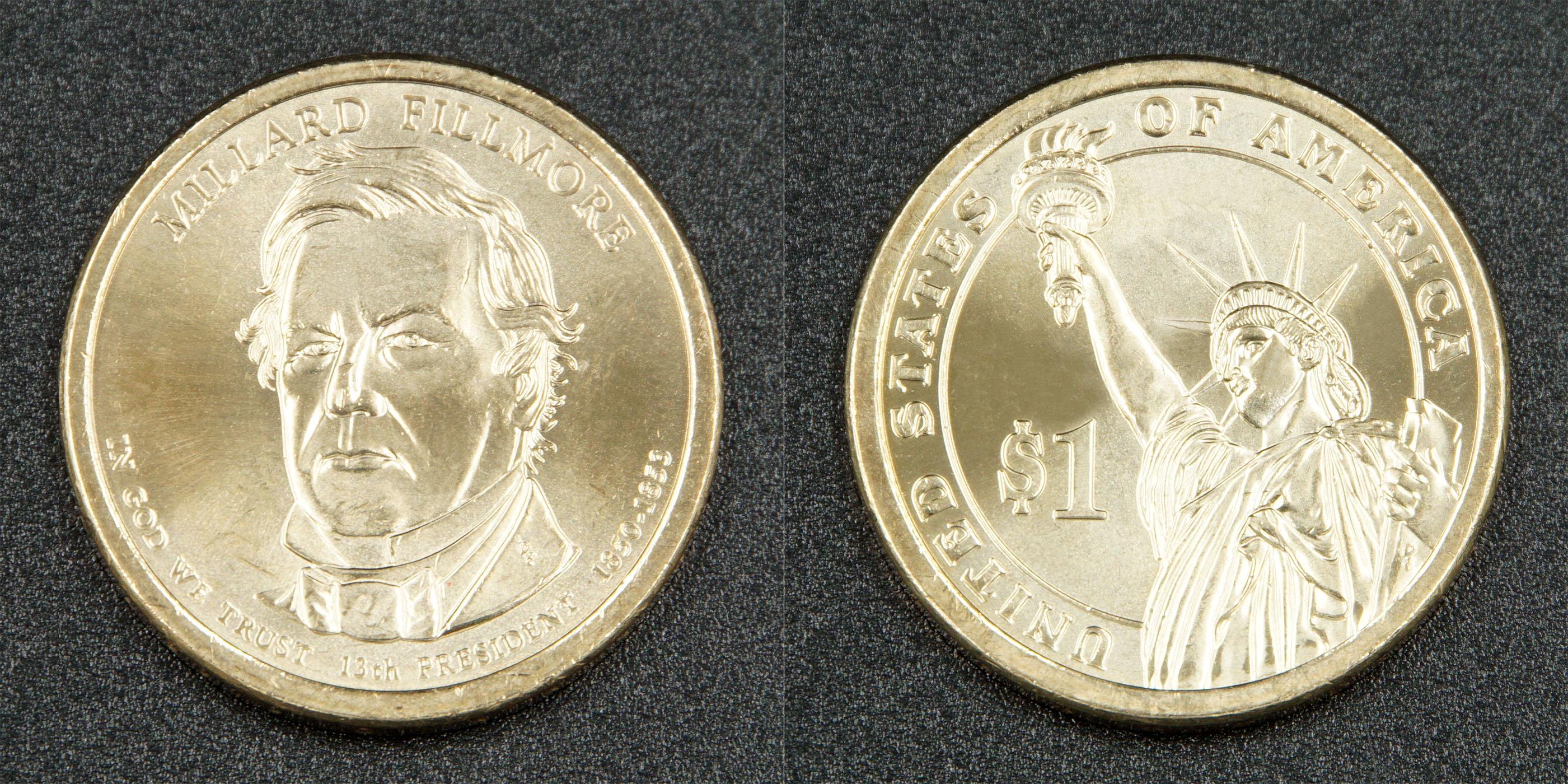 Коллекционная монета США 2010 1 доллар Миллард Филлимор UNC