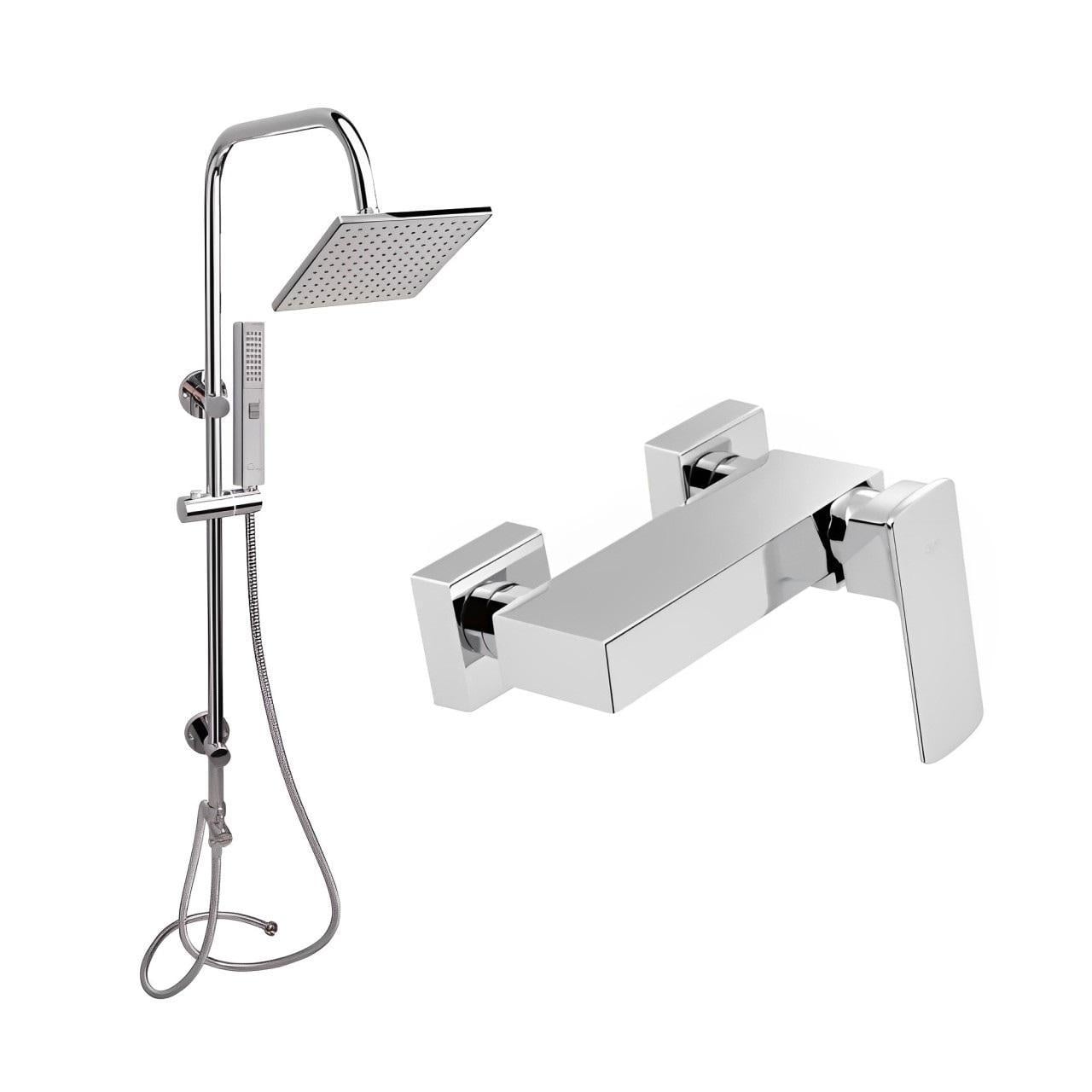 Набор смесителей для душа Q-tap Lodenice QTLOD4031102C/QT1001CRM с душевой стойкой Хром (24582485)
