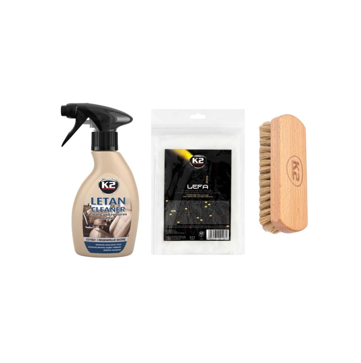 Набор для очищения кожи K2 Letan Cleaner 250 мл и микрофибра K2 Lefa Pro со щеткой