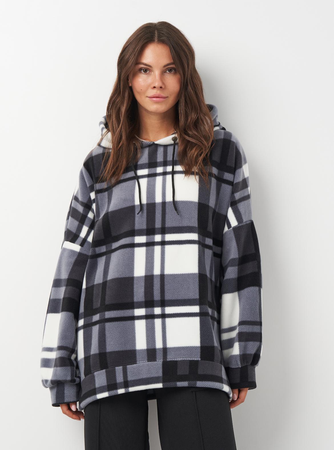Толстовка на флисе Купер женская в клетку р. 56 Черный (2119329507)