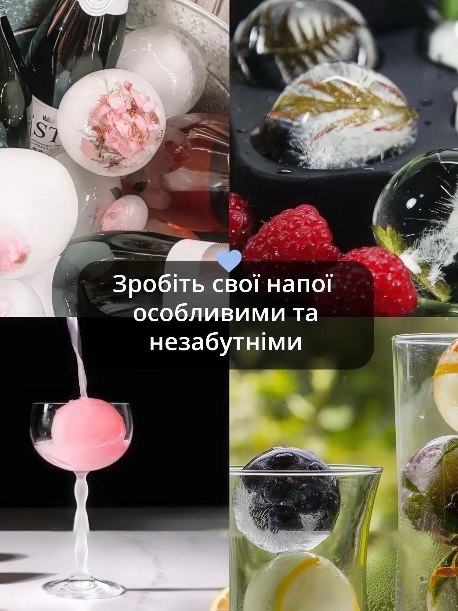 Силіконова форма для льоду у формі кулі 6 комірок з лійкою (FORSFR-BLK-1319) - фото 7