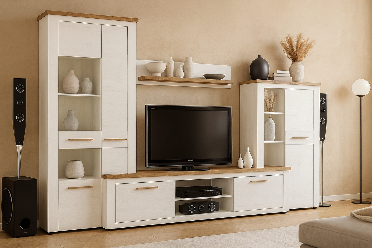 Стінка Mebel Service Montreal 315х45х200 см Андерсон пайн/Дуб април (31548344) Стінка Mebel Service Montreal 315х45х200 см Андерсон пайн/Дуб април (31548344)