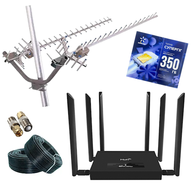 Комплект Wi-Fi Tianjie R300 Pro 4G антенна 32 dB и стартовый пакет "Київстар СуперГіГ" (28443053)