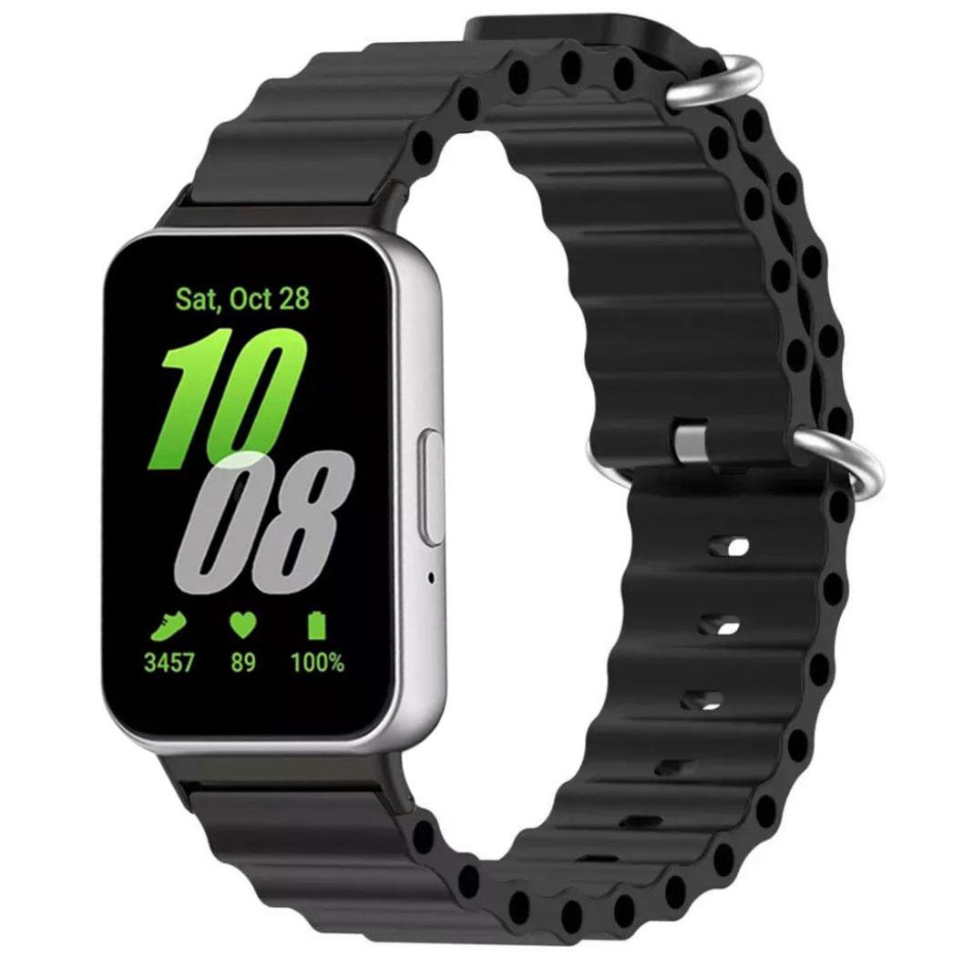 Ремешок силиконовый Primo Ocean для смарт-часов Samsung Galaxy Fit 3 SM-R390 Black (2662729400) - фото 3 Ремешок силиконовый Primo Ocean для смарт-часов Samsung Galaxy Fit 3 SM-R390 Black (2662729400) - фото 3