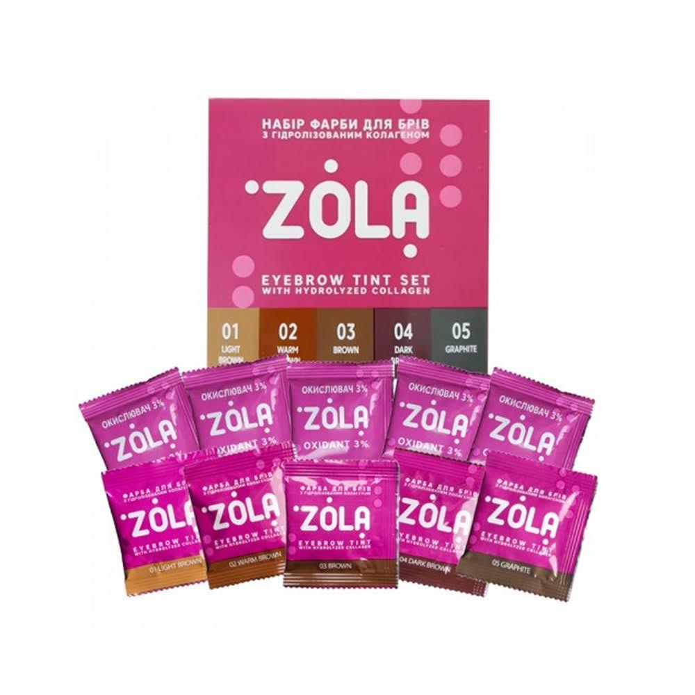 Набор красок для бровей в саше Zola Eyebrow Tint Set с окислителем 5 мл х 10 шт.