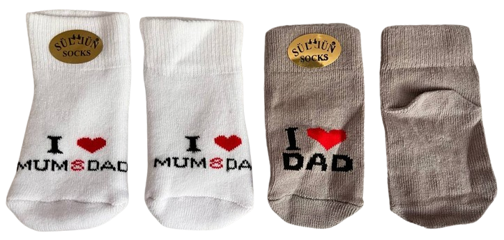 Набор носков для новорожденных I Love Mum and Dad от 0 до 6 месяцев 2 пары (482)