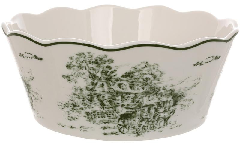 Набір порцелянових салатників Heritage Toile Green 900 мл Зелений орнамент 6 шт.