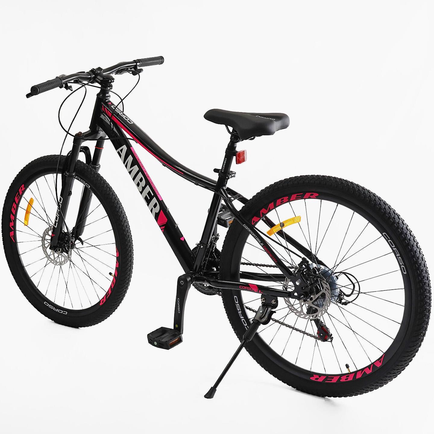 Велосипед гірський Corso Amber 27,5" рама 15" Чорно-рожевий - фото 3