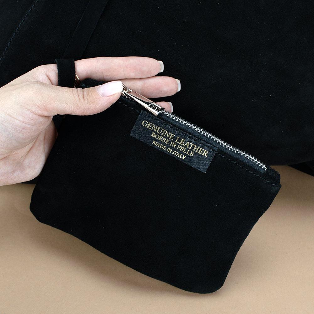 Сумка-шопер жіноча Virginia Conti 03801 замшева з гаманцем Чорний (2407998192) - фото 4