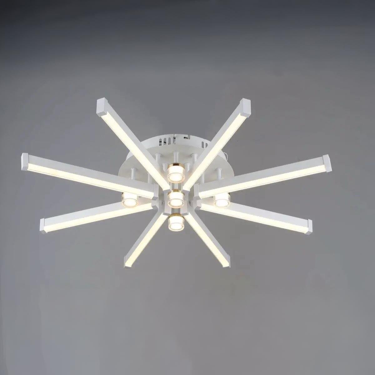 Люстра светодиодная Sirius в стиле модерн 58W 3000K/6500K Белый/Золотой (B YH1309/8+5 WT+GD)