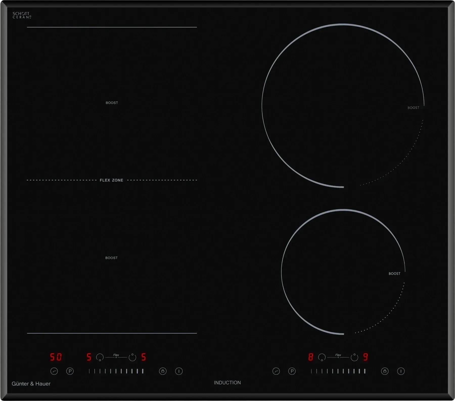 Варильна поверхня Gunter&Hauer BOOSTER I 6 MFZ 4 зони нагріву FLEXI сенсорне управління індукційна - фото 6 Варильна поверхня Gunter&Hauer BOOSTER I 6 MFZ 4 зони нагріву FLEXI сенсорне управління індукційна - фото 6