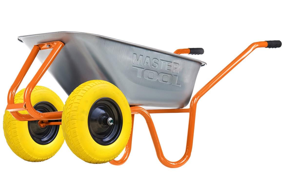 Тачка садово-строительная MasterTool D-22 двухколесная 85 л/230 кг колесо полиуретановое PU 4,0х8/40 см подшипник