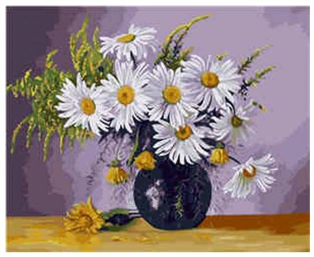 Картина по номерам Strateg Цветы Ромашки в термопакете 40х50 см (VA-0666-mt)