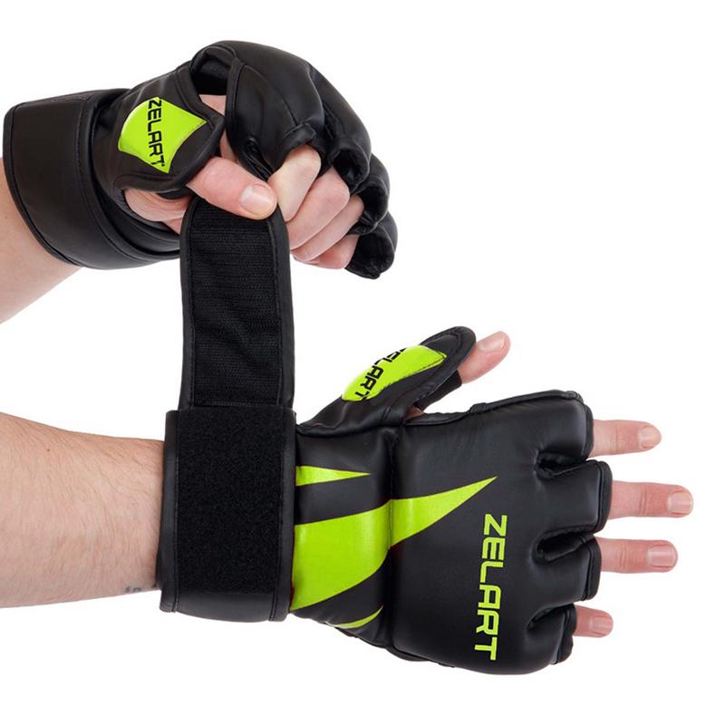 Перчатки MMA Zelart BO-8355 M Черный/Салатовый (37429089)