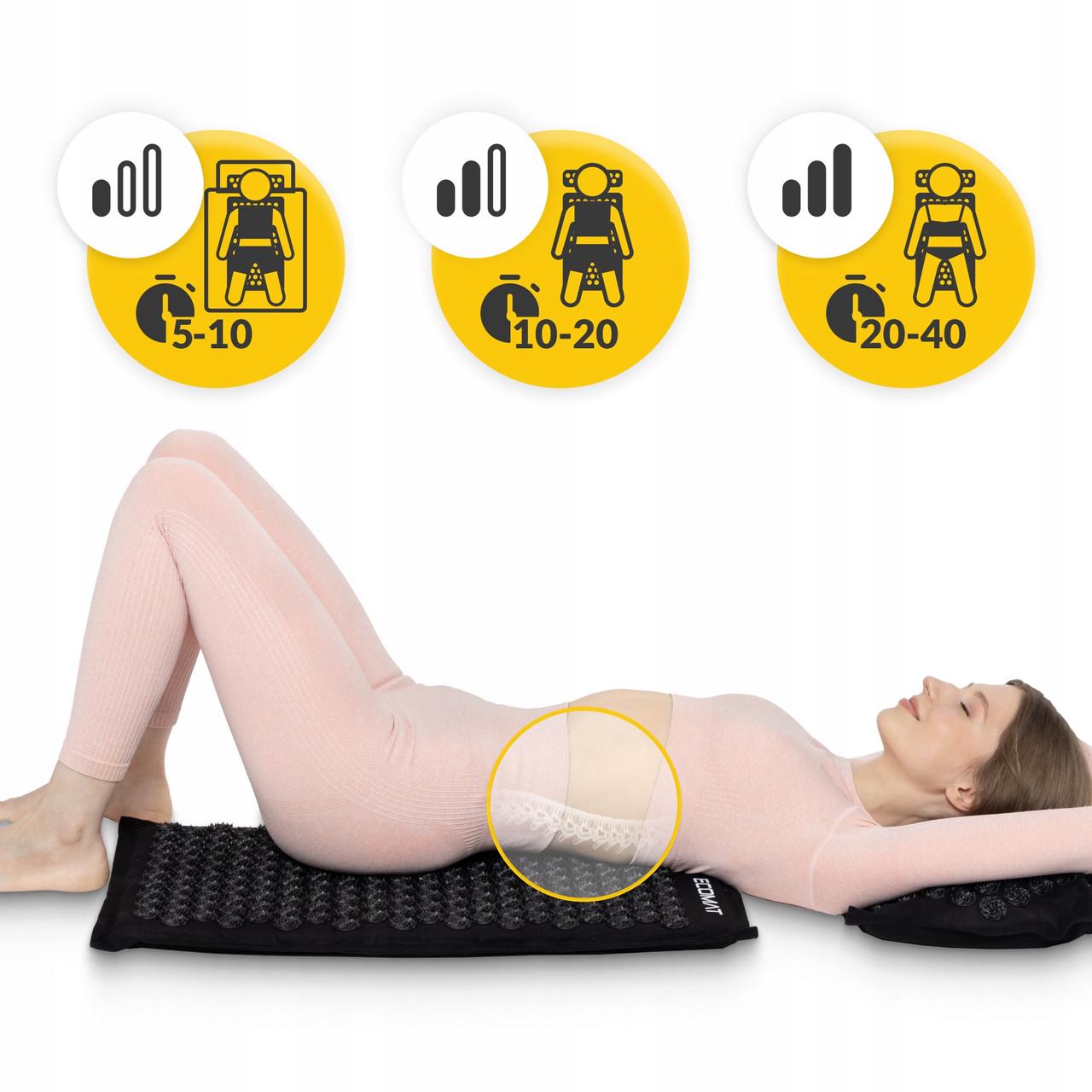 Коврик акупунктурный с подушкой 4fizjo Eco Mat аппликатор Кузнецова Black/Black (P-5907739312563) - фото 4