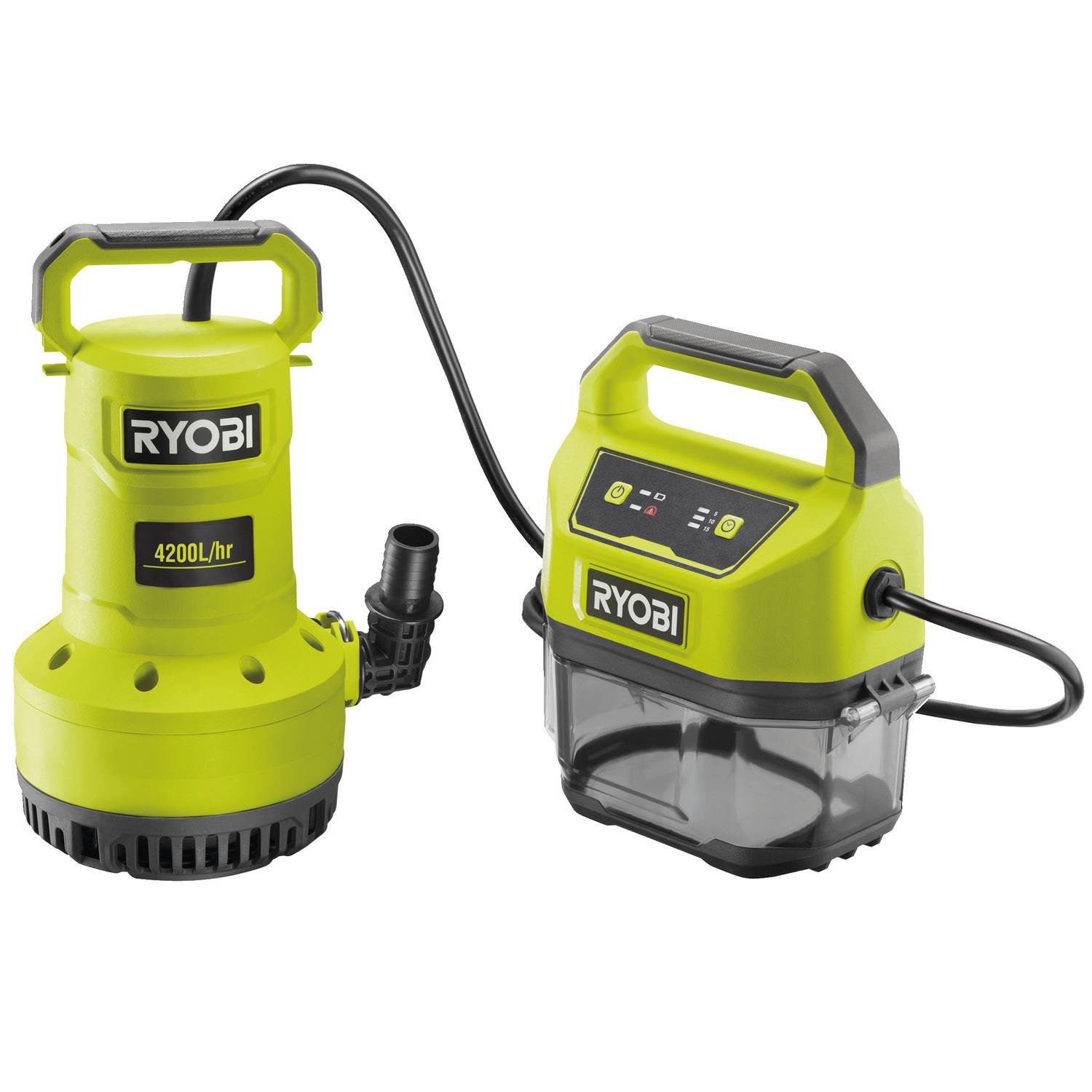 Насос садовый дренажный RYOBI ONE+™ RY18SPA 5133005778 аккумуляторный 18 Вт 4,2 м³/ч Hmax 8 м (204974)