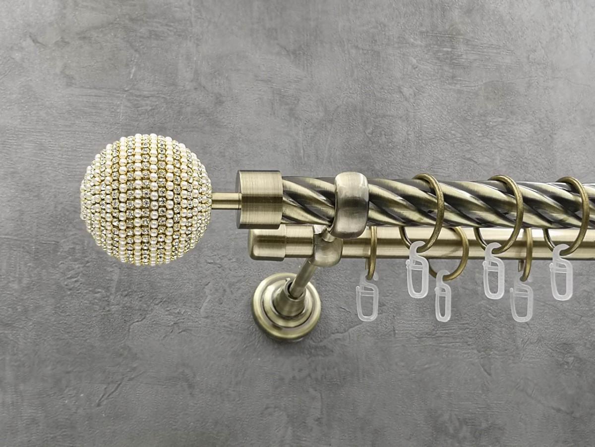 Карниз Quadrum Карера витая штанга двойной открытый 25/19 мм 300 см Антик (262046386)