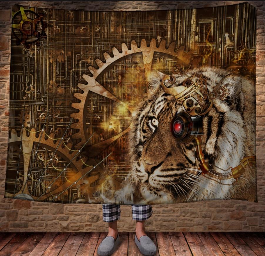 Плед с 3D принтом Тигр Стимпанк 150x200 см (epi_0980)