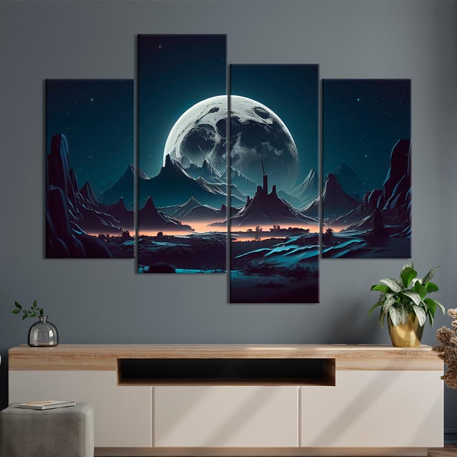 Картина космос Лунный космический пейзаж 129x90 см (A1301-4)