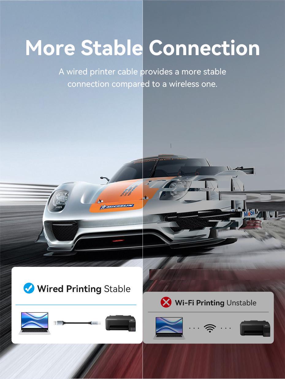 Кабель для принтера Vention USB-USB Type-B 2.0 480 Мбіт/с 2A USB-A на USB-B нейлонове обплетення 8 м Чорний (CTTHK) - фото 5