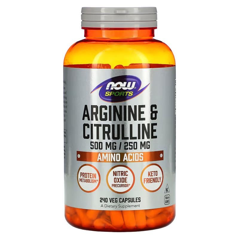 Добавка Аминокислоты Now Arginine 500 мг Citrulline 250 мг 240 капсул