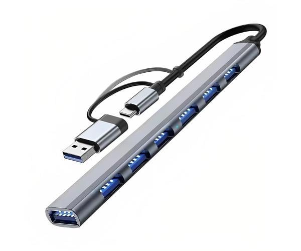 Хаб USB USB 3.0/7 USB ports/480 Мб/с Type-C Grey