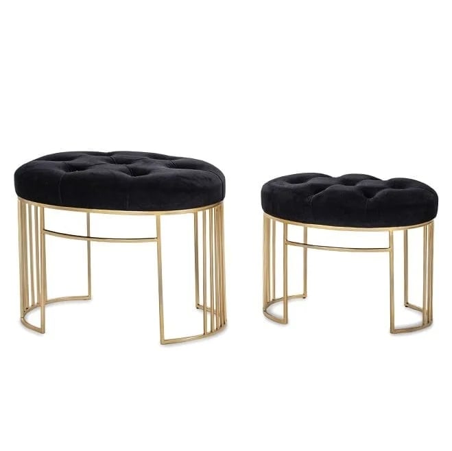 Пуфы Flora на металлическом каркасе 2 шт Черный (34035) Пуфы Flora на металлическом каркасе 2 шт Черный (34035)