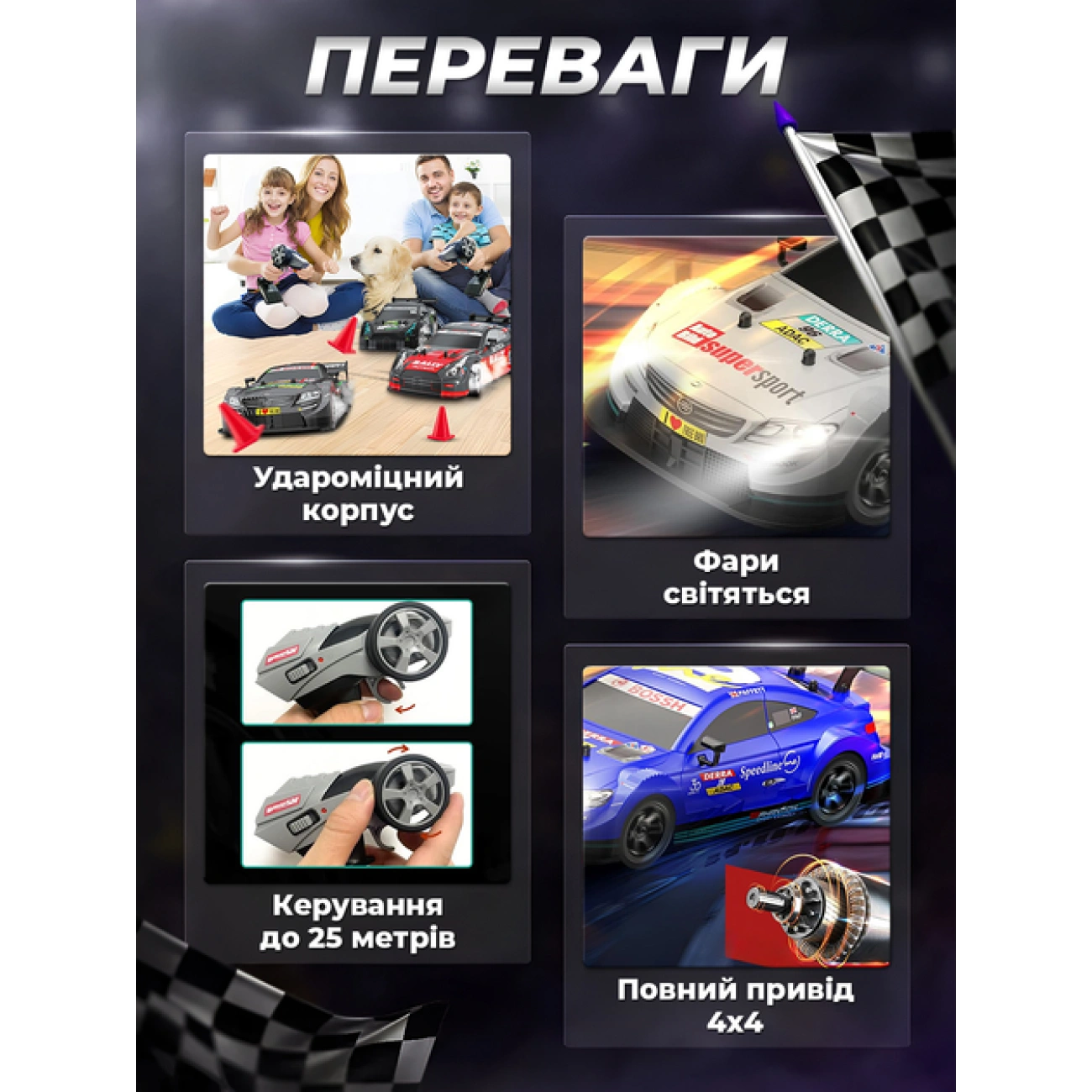 Радиоуправляемая дрифт-машина DC199A с LED-подсветкой пультом 2.4G до 30 км/ч (29041629) - фото 7 Радиоуправляемая дрифт-машина DC199A с LED-подсветкой пультом 2.4G до 30 км/ч (29041629) - фото 7