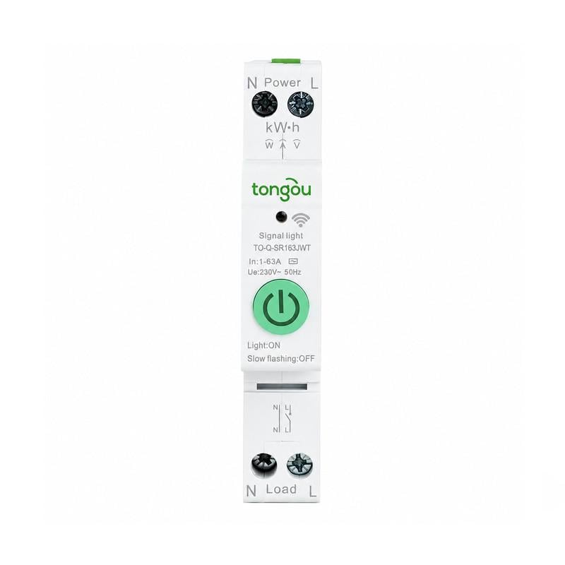 Умный WiFi выключатель Tongou с полной защитой/счетчиками/таймером 1P+N 63A 230V Smart Life/Tuya (TO-Q-SR163JWT)