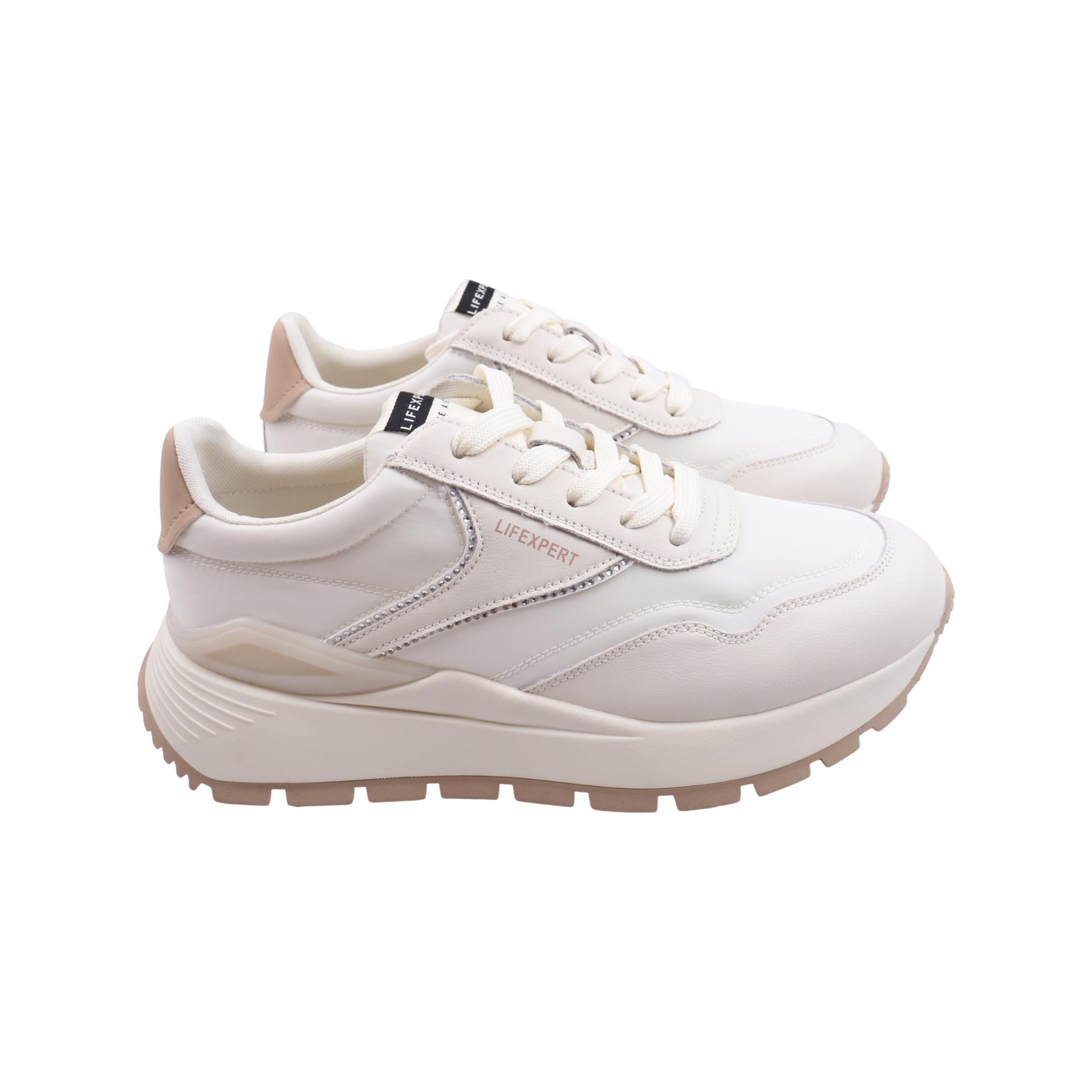 Кроссовки женские Li Fexpert из текстиля р. 38 Молочный (1215-23DK)