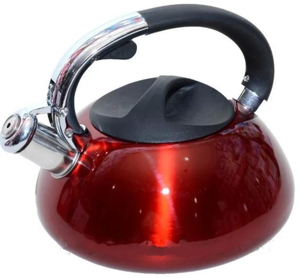Чайник Giakoma G-3303 из нержавеющей стали и свистком с термоаккумулирующим дном Красный (G3303I)