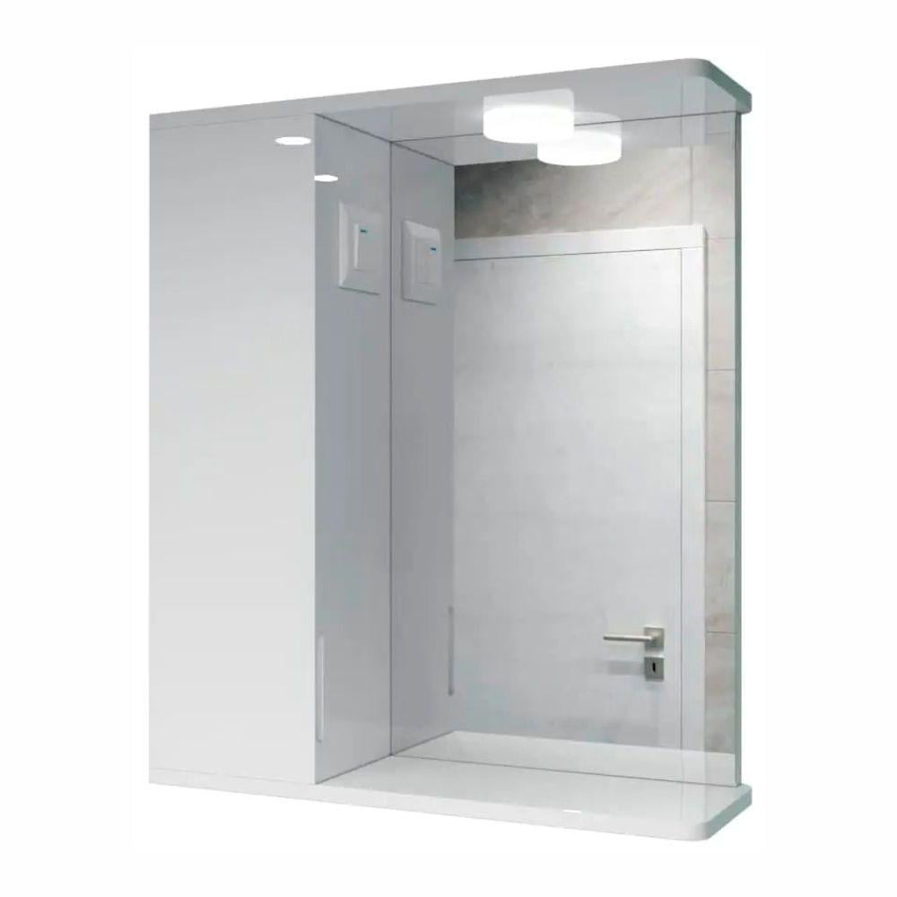 Зеркальный шкаф ШК4 с LED светильником/выключателем и розеткой дверца слева 600х700х160 мм Зеркальный шкаф ШК4 с LED светильником/выключателем и розеткой дверца слева 600х700х160 мм