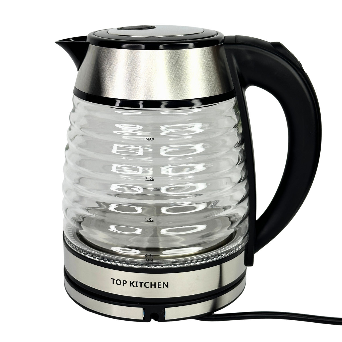 Электрочайник Top Kitchen 2400 Вт стеклянный с подсветкой LED 2 л Silver/Black (STK-023)