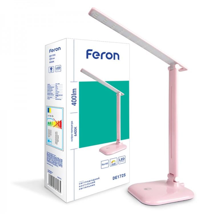 Настільний світлодіодний світильник Feron DE1725 9W 6400K Рожевий