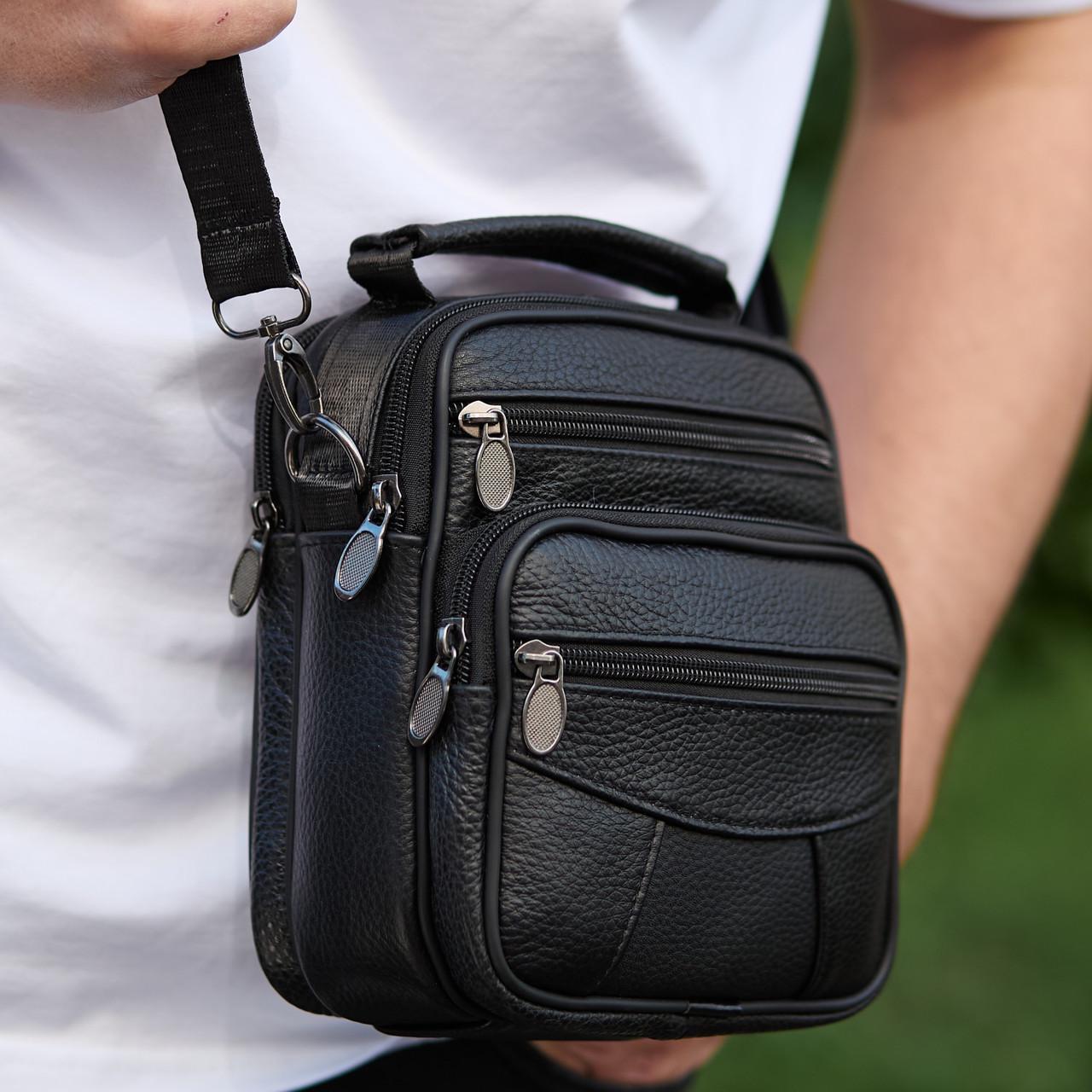 Сумка мужская Tiding Bag кожаная Черный (32051)