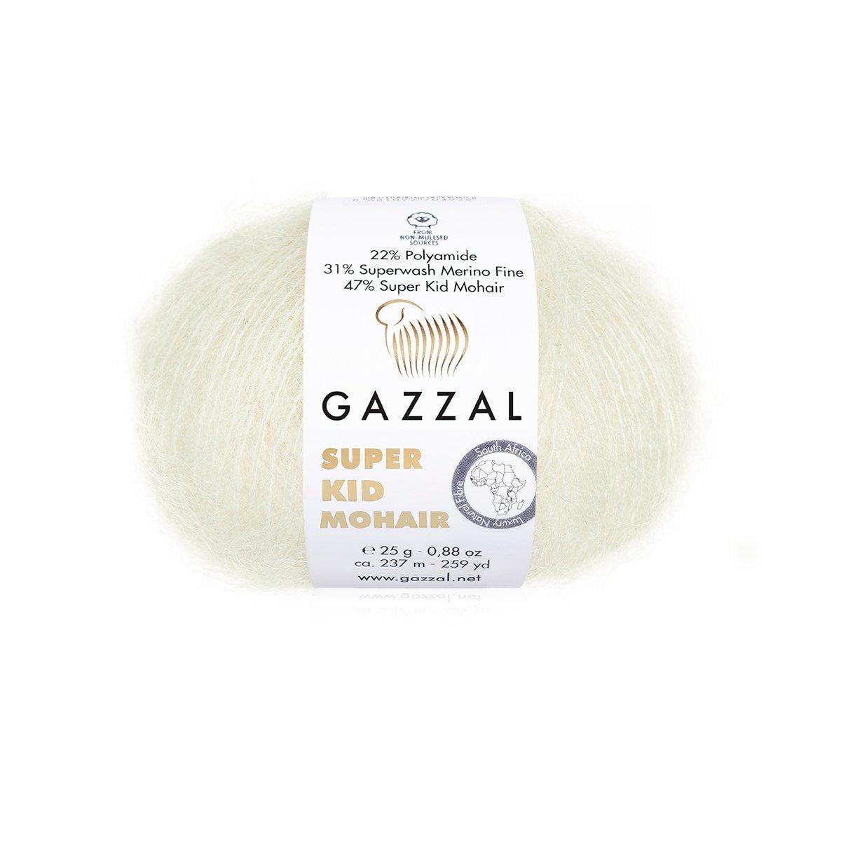 Пряжа Gazzal Super Kid Mohair 64414 белый (3921)