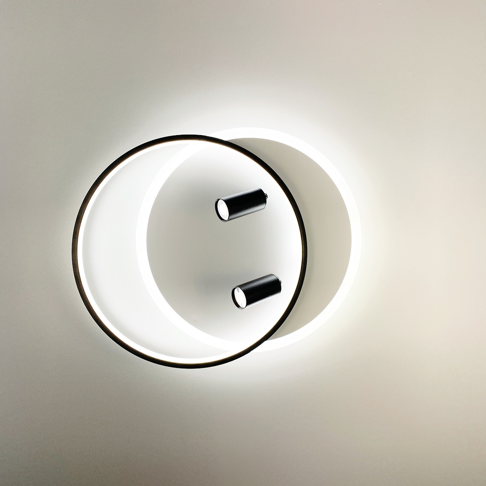 Люстра современная с черным кольцом Белый (MJ 49/2+LED BK+WT)