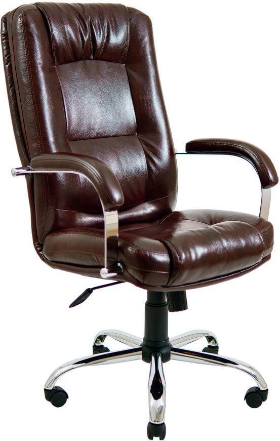 Офисное кресло руководителя AlbertoDesign MultiBlock М-3 хром прорезиненные колеса экокожа Espresso Коричневый (rch_chr_00110)