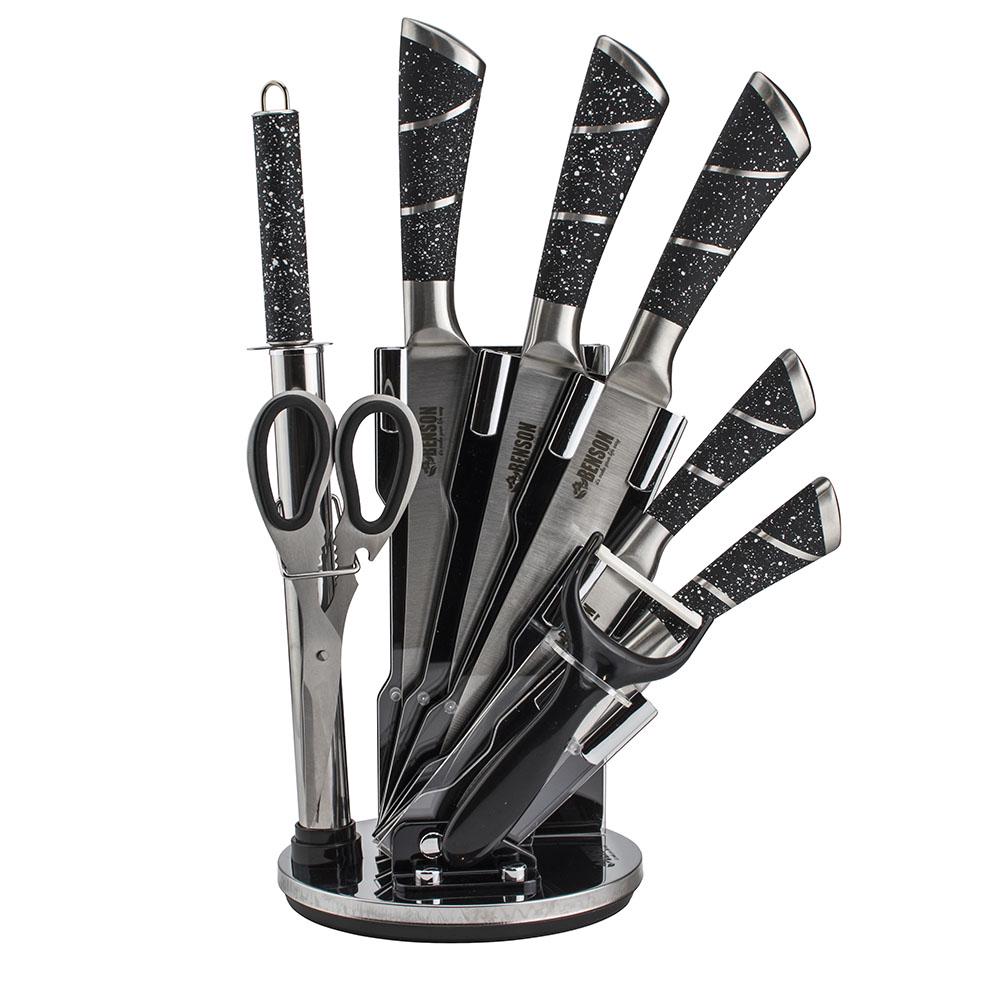 Набір кухонних ножів з підставкою Benson BN-405N 9 пр.