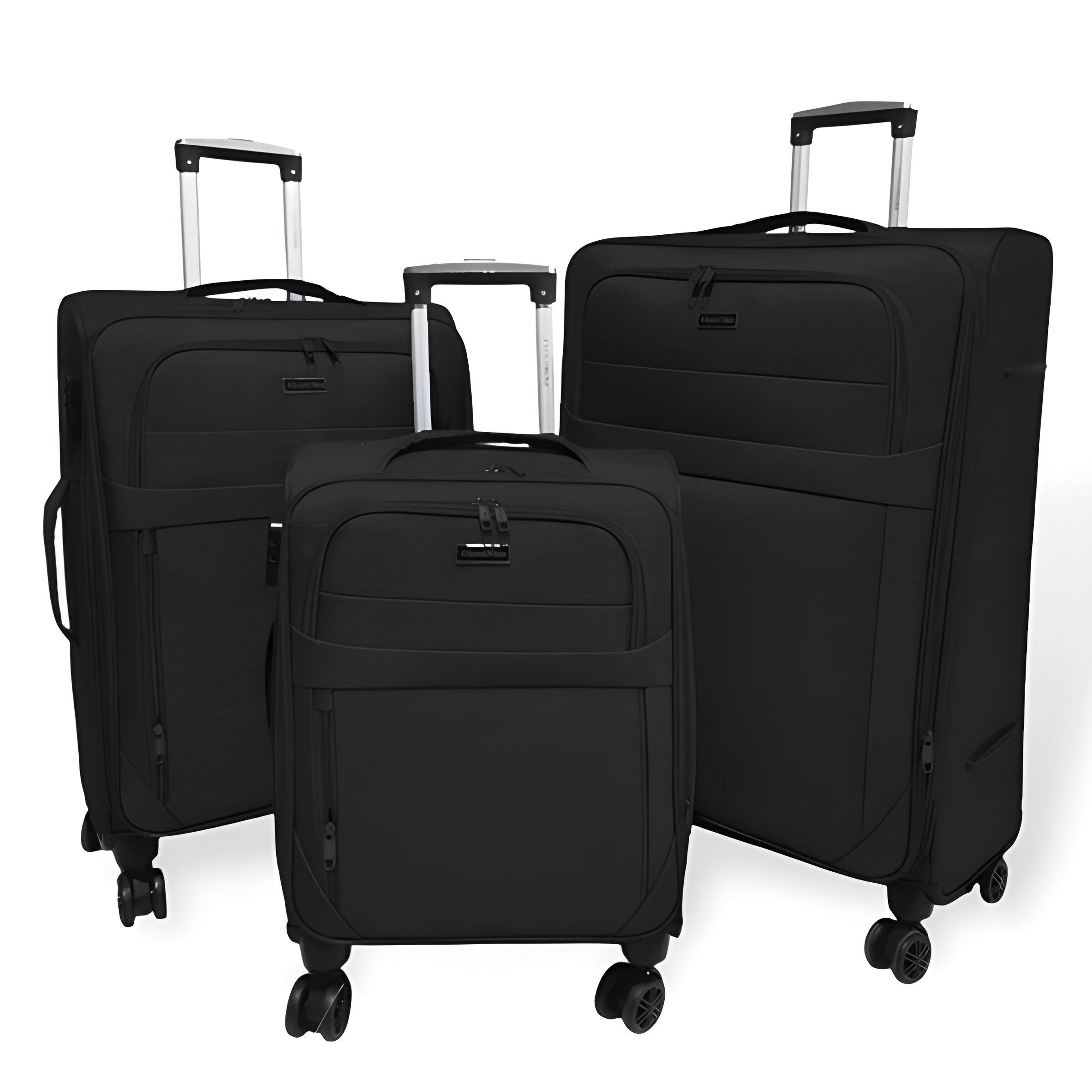 Набір валіз тканинних 3в1 кодовим замком та телескопічною ручкою Чорний (M90-3) - фото 1