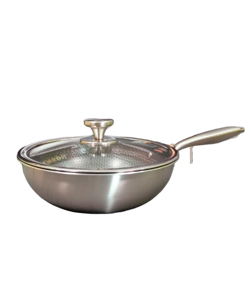 Сковорода глубокая Benson BN-589 WOK из нержавеющей стали и антипригарным покрытием 26 см (PTLNN-002)