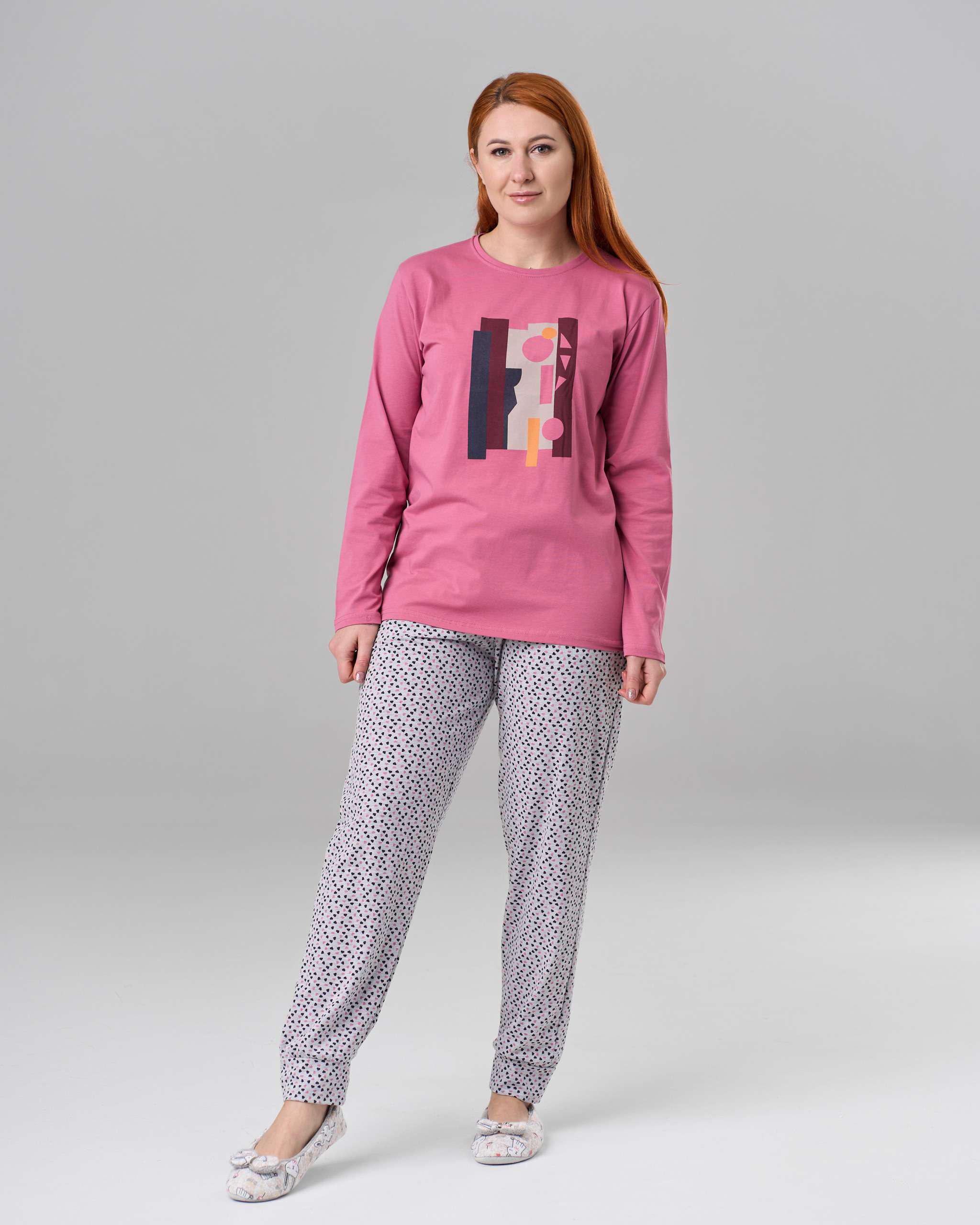 Пижама батальная со штанами Абстракция 4XL Пыльная роза (30046)