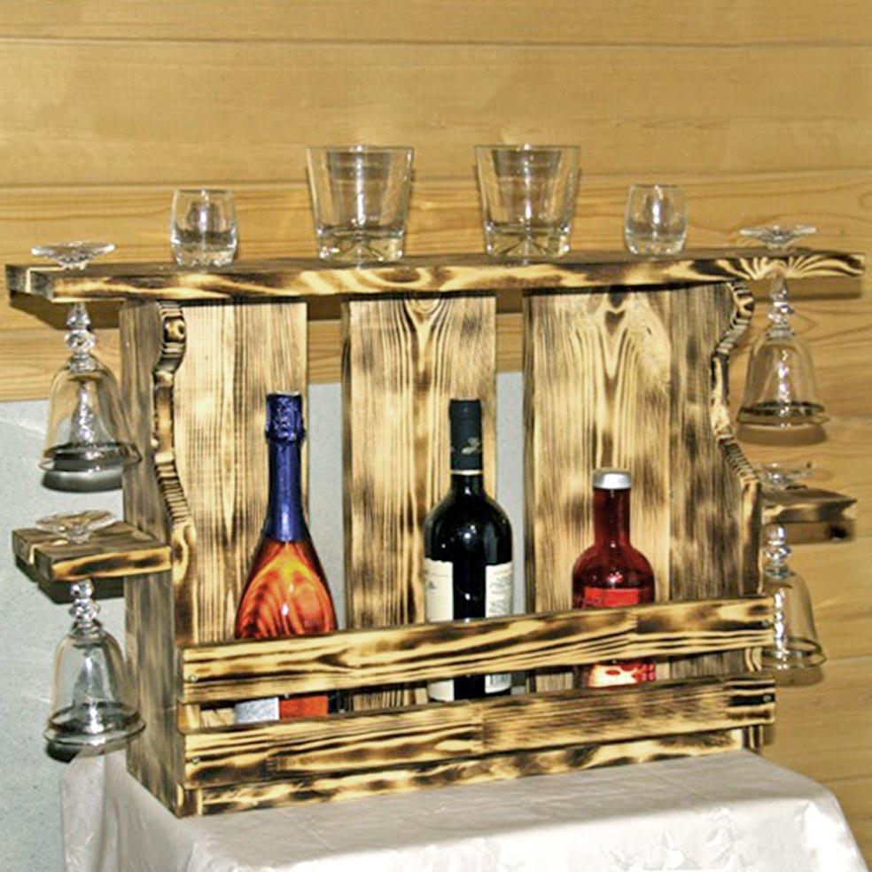 Полка для вина настенная из дерева Сиданука Бенгала (ПНК-013227)