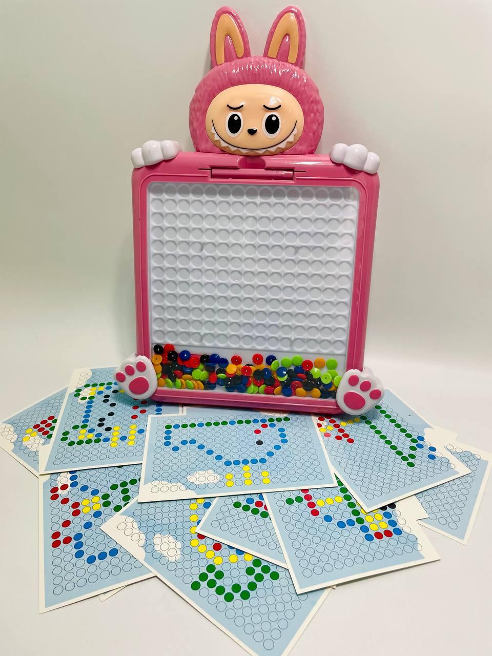 Мозаика магнитная Лабубу стилус цветные шарики 16 двусторонних карточек 40х2,5х25 см Розовый - фото 3 Мозаика магнитная Лабубу стилус цветные шарики 16 двусторонних карточек 40х2,5х25 см Розовый - фото 3