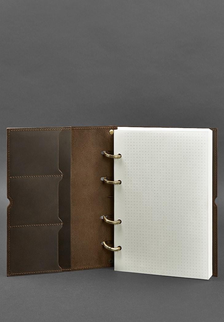 Блокнот шкіряний А5 на кільцях Софт-бук 9.0 в м'якій обкладинці Коричневий (A-026828) - фото 3