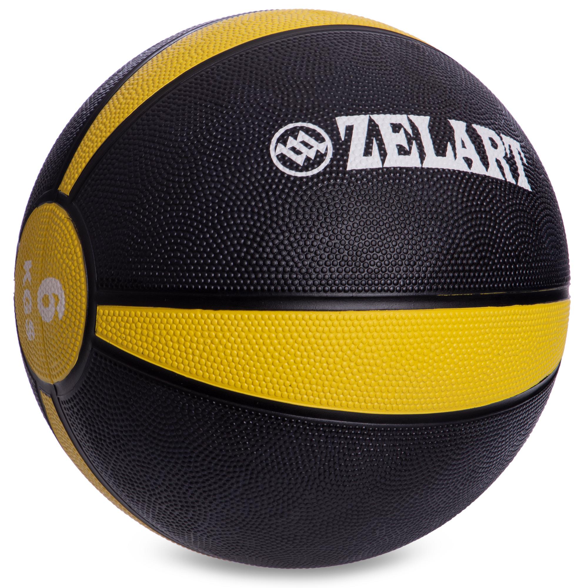 М'яч медичний медбол Zelart Medicine Ball FI-5122-6 6 кг Чорний/Жовтий (DR003491) - фото 1