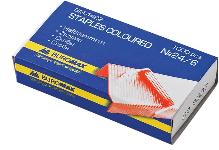 Скоби для степлера Buromax №24/6 1000 шт. Різнокольоровий (BM.4422)