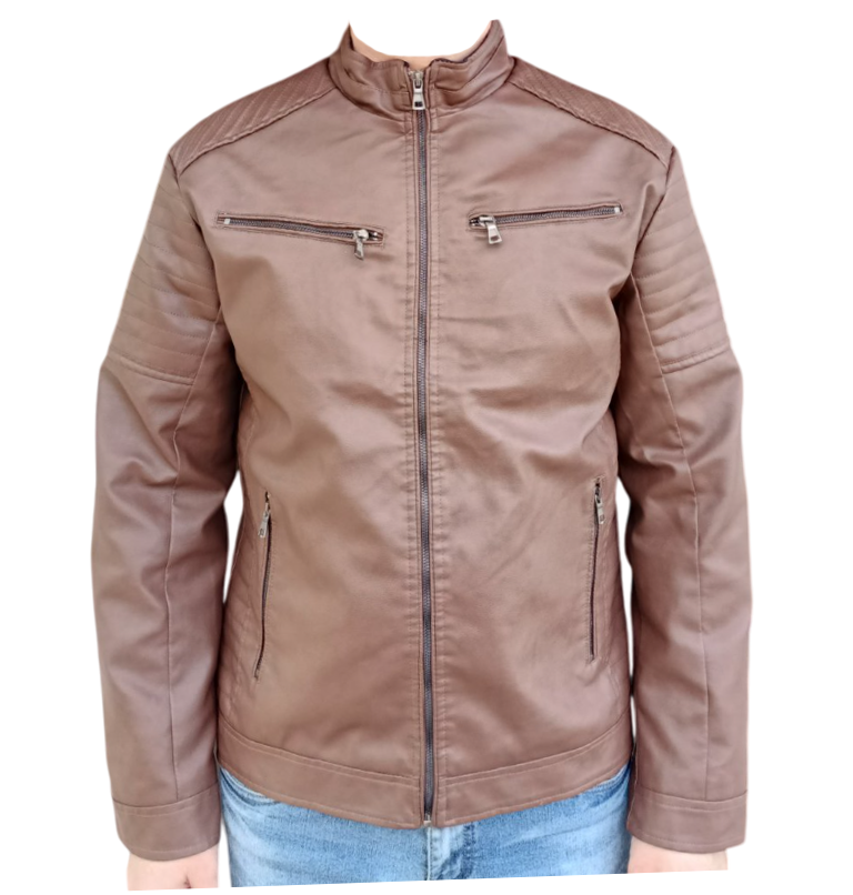 Куртка чоловіча демісезонна штучна шкіра XL Коричневий (4007) - фото 2 Куртка чоловіча демісезонна штучна шкіра XL Коричневий (4007) - фото 2