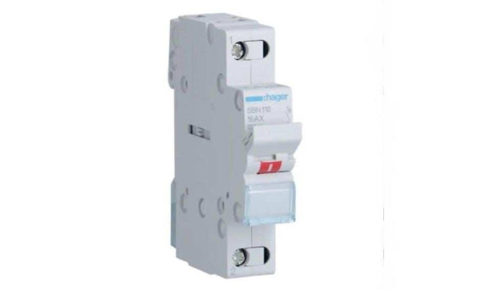 Выключатель погрузки 1-полюсный Hager SBN116 16А 230V (37985210)